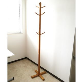木製 ポールハンガー  高さ約180cm 明るめのブラウン系 J...