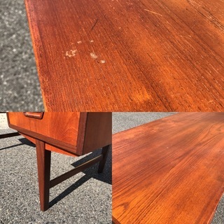 デンマーク製 ビンテージデスク 両袖 1950年代 チーク材 鍵付き