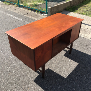 デンマーク製 ビンテージデスク 両袖 1950年代 チーク材 鍵付き