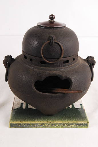 風炉　風炉釡　朝鮮風炉　鉄製　箸付き　茶道具　風炉敷付　アントレ
