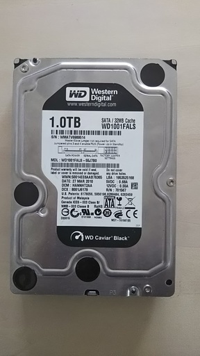 WesternDigital 1.0TB 3.5ハードディスク