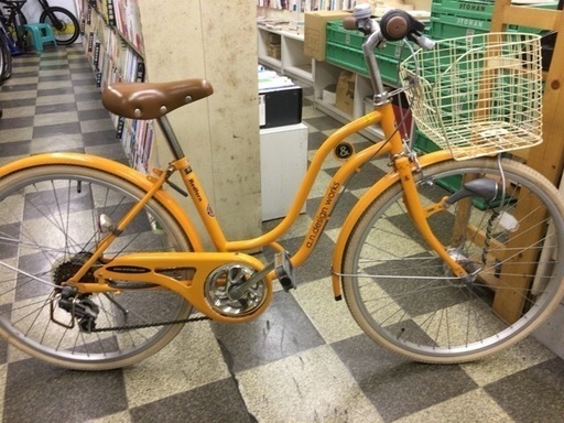 [5814]子供用自転車　a.n.design works(エーエヌデザインワークス)　ジュニアサイクル　24インチ　外装6段変速　LEDオートライト　オレンジ