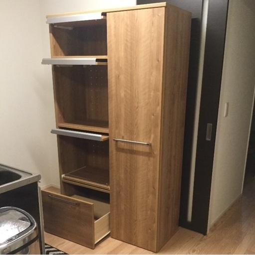 食器棚 大型電子レンジ対応 キッチンキャビネット ウォールナット 