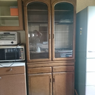 家具調 食器棚 収納棚 W900×D400×H1850mm