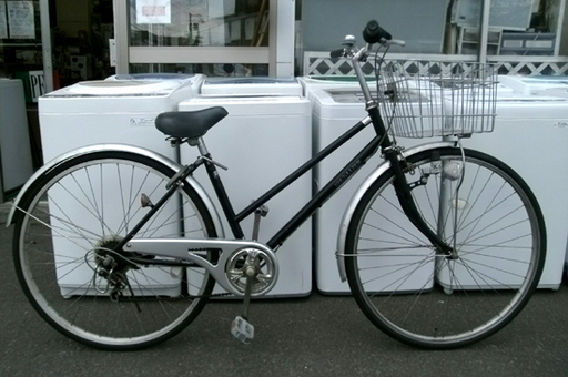 札幌市 整備済 ２７インチ ６段変速 自転車 シティーサイクル ママチャリ  黒