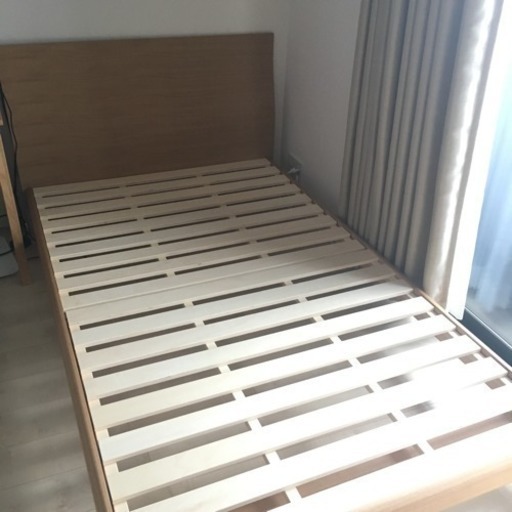 ベッド 天然木 タモ セミダブル