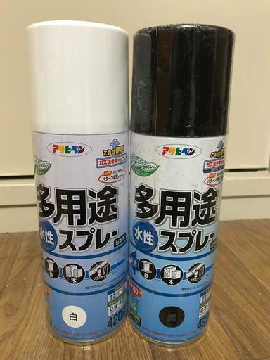 アサヒペン多用途水性スプレー 4ml 白 黒1本ずつ さくら 園田のその他の中古あげます 譲ります ジモティーで不用品の処分