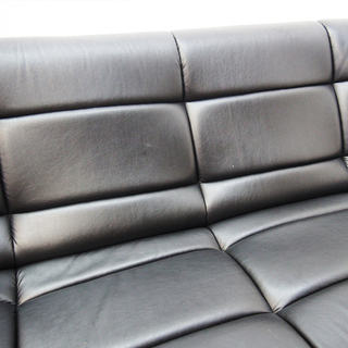 高級 2Pローソファー 合皮 黒 新品8万円程度 幅140cm CA60