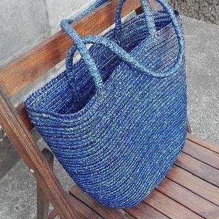 Bag 麦ワラ青