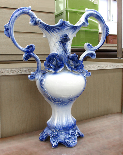 イタリア製 花瓶/フラワーベース 陶花 高さ53cm 西宮の沢