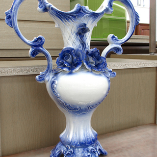 イタリア製 花瓶/フラワーベース 陶花 高さ53cm 西宮の沢
