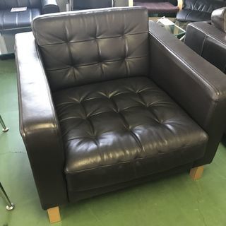 現状品！イケア IKEA 1人掛けソファー ソファー 皮 レザー
