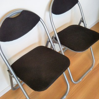 チェア 2脚セット 黒 パイプ椅子　