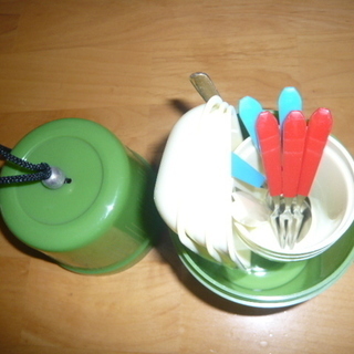 バーベキュウーには必需品　　プラスチック品　ホーク　スプーン　小皿