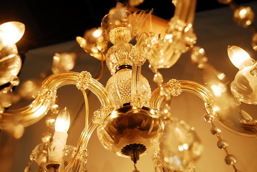 豪華で可愛いイタリア製　クリスタルフレーム ゴールド　シャンデリア　5灯　クリスタルガラス　アントレ