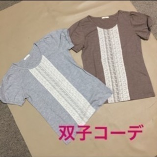 【新品】双子コーデ★レース使い半袖Tシャツ M