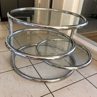 ガラステーブル 丸 三連 ローテーブル