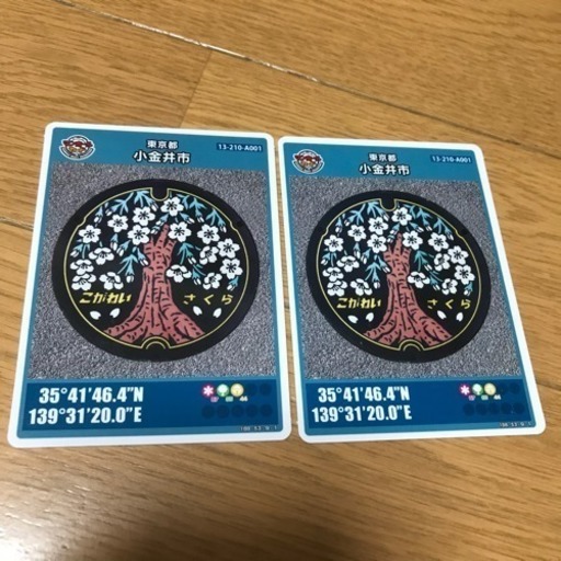 激レア☆配布終了版2種類‼️☆小金井 マンホール カード☆さくら 桜 