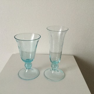 吹きガラスカクテルグラス２個セット ブルー