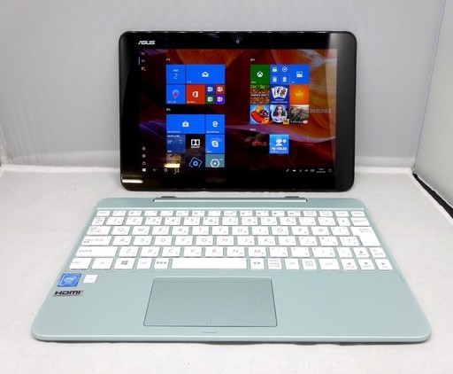 値下げ！20,000円美品☆2in1薄型ノート＆タブレット！キーボード装着時約1kg★ASUS TransBook T101HA(Atom x5Z8350/メモリ2GB/eMMC64GB/Win10/10.1型/モバイル)