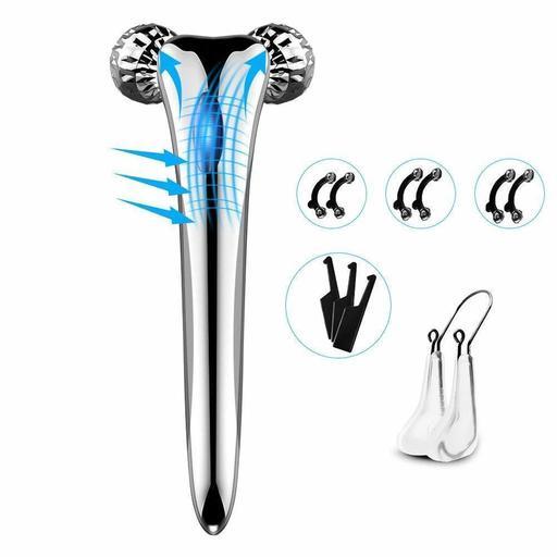 【新品未使用品】　美顔ローラー Swiftrans 美顔器具 フェイスケア 美容ローラー Y字 3D 小顔美顔器 マッサージローラー マイクロカレント 角度調整可能 鼻筋セレブセット付 (シルバー) Swiftrans