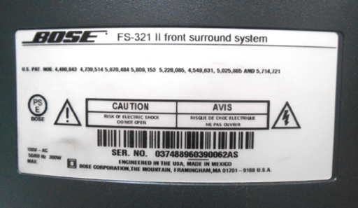 プロジェクター、ホームシアター 札幌 BOSE/ボーズ ホームシアターシステム FS-321Ⅱ アウトレットモノハウス白石店