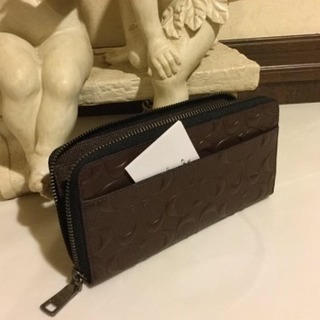 新品☆COACH☆マホガニーシグネチャー型押し高級長財布 ￥4.6万 ☆父の