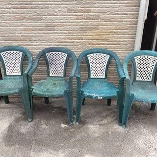 ガーデンチェアー グリーン 庭椅子 4脚セット