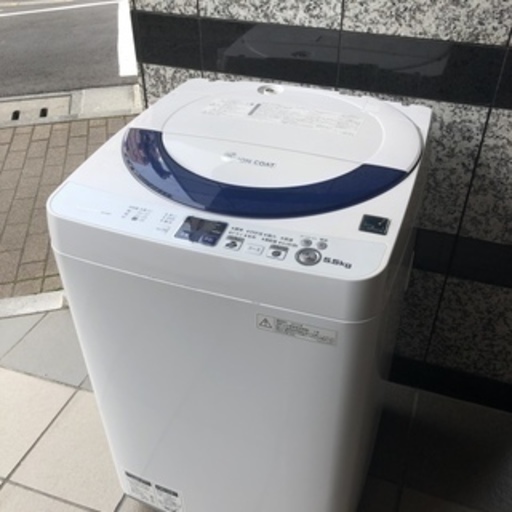 送料無料! 美品 2013年製 SHARP シャープ 全自動洗濯機 ES-55E9-KB キーワード ブルー 5,5kg