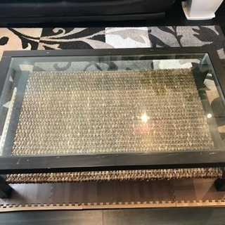 返品ok☆高級ガラステーブル【マホガニー×ウォーターヒヤシンス