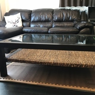 返品ok☆高級ガラステーブル【マホガニー×ウォーターヒヤシンス