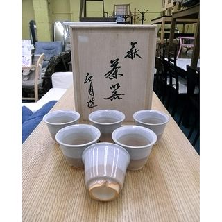 萩焼 江月造 煎茶器揃 6客 茶道具 共箱あり 煎茶器揃 宝瓶 湯冷まし