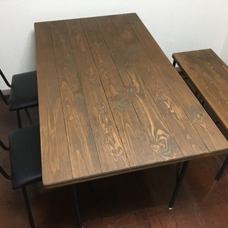 ☆ジモティ割あり☆ ダイニングテーブルセット ベージュ H65.5×D85 
