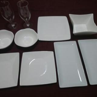 【単身&二人暮らし向け】シンプルな白い食器&グラスセット