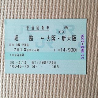 今日まで！姫路↔️大阪・新大阪駅の切符
