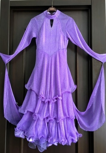 社交ダンス スタンダードドレス 紫色 M～Lサイズ モダン