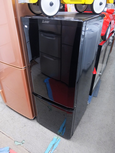 札幌 美品 2015年製 三菱 146L 2ドア冷蔵庫 MR-P15EY-B 黒 ブラック ミツビシ 一人暮らし 100Lクラス