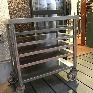 送料無料！ 業務用 工業用 インダストリアル キッチンワゴン シェルフ ステンレス キッチンワゴン コンソール キャスター付き