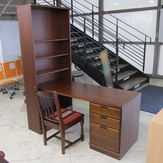 maruni/マルニ家具 本棚付き机 3点セット デスク 書斎机