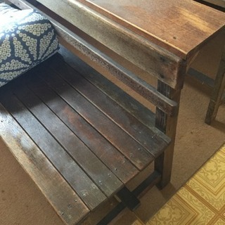 ★おまけ付き【アンティーク】木製の長机と長椅子