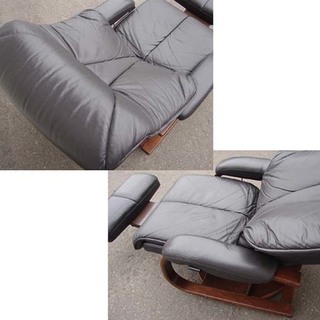冨士ファニチア FUJI FUNITURE リクライニングチェア 一人用 レザー 回転 パーソナルチェア 中古