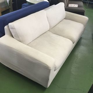 現状品！無印良品 MUJI 3人掛けソファー ソファ トリプルソファ ソファ 布 白
