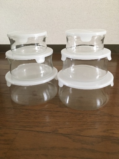 IWAKI ガラス製丸型保存容器2セット