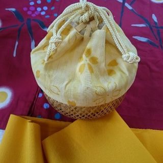 黄色い桜 浴衣用カゴバッグ