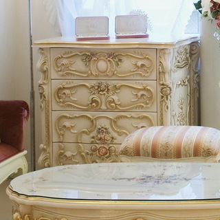 ロココ調 猫足 4段チェスト＋猫足テーブル