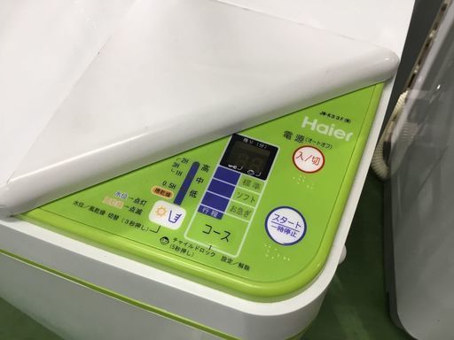 現状品！Haier 全自動電気洗濯機 3.3kg JW-K33F 14年製 ハイアール 白 グリーン