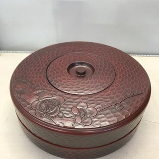 菓子器 2段☆75585 と取皿５枚目付 鎌倉彫風