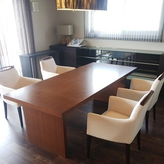 広さたっぷり　ダイニング テーブル2100mm/ダイニングチェア ４脚セット クレス AMMODO COUNTER 展示品