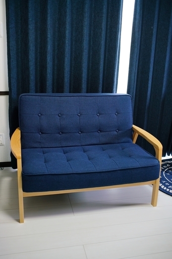【確定】ニトリの2人掛けのソファ　青色