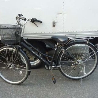 札幌 自転車 ママチャリ 26インチ 6段変速 切替 カギ付き カゴ 荷台 シティサイクル ブラック 黒 白石区